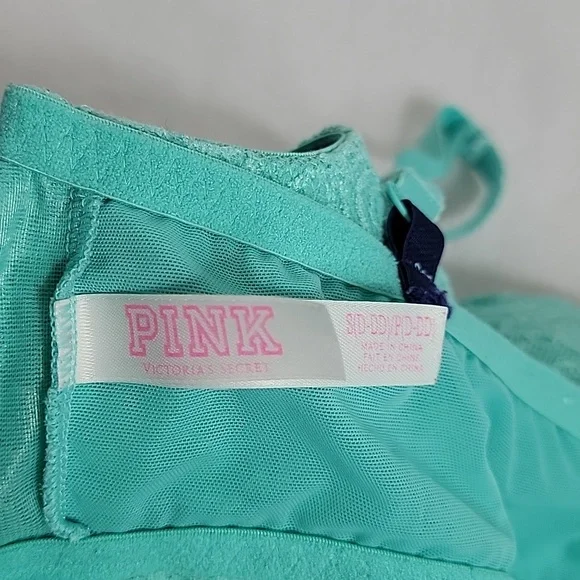 PINK Victoria's Secret Teal Lace Bralette Underwire Bra,  S(D-DD)/P(D-DD) - Picture 6 of 8
